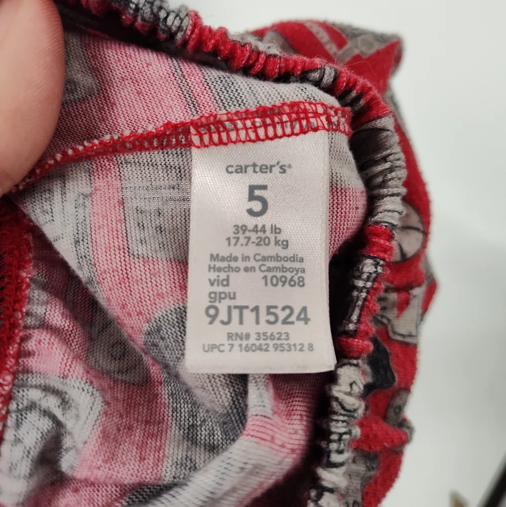 Carter's Red Music Print Pajama Pants Size Kids 5